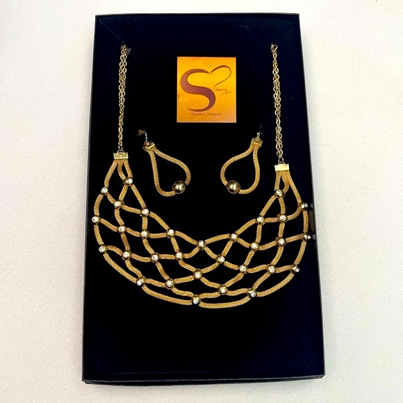 NWT Serena Williams Rhinestone Mesh Necklace & Matching Earrings - Picture 5 of 14